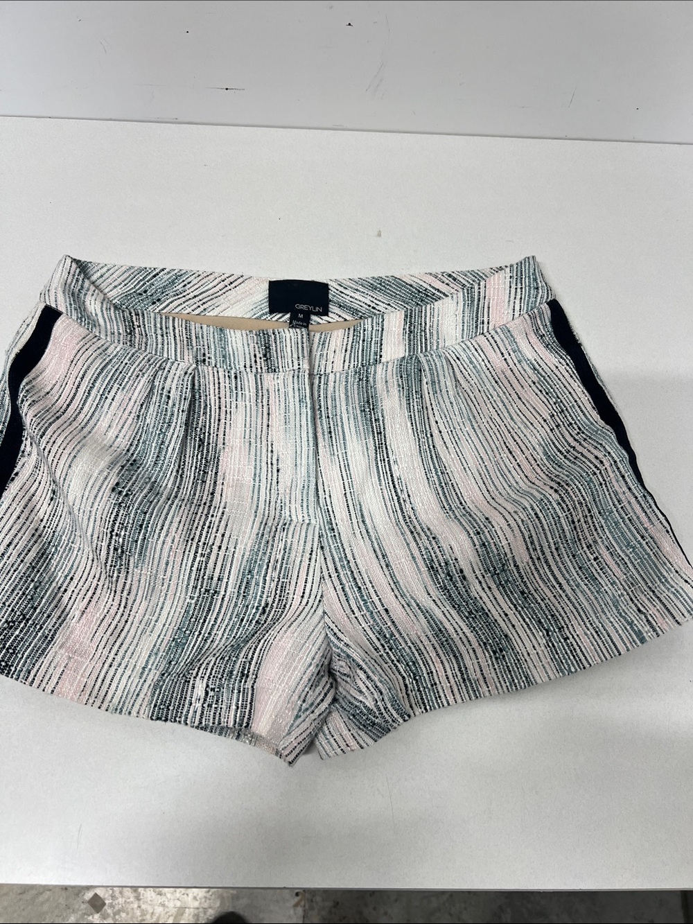 Anthropologie Greylin Shorts Medium Side Stripe Contrast Ribbon Dressy Lined